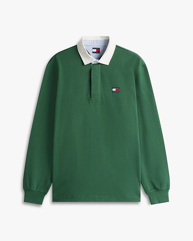 Tommy Badge Relaxed Rugby Shirt - shadow pine