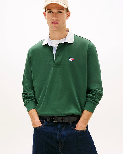 Tommy Badge Relaxed Rugby Shirt - shadow pine