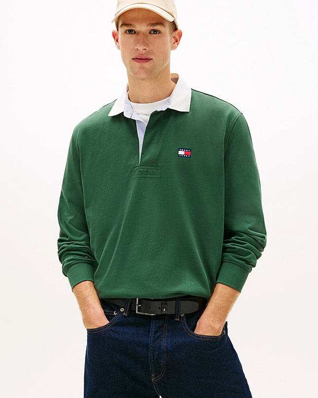 Tommy Badge Relaxed Rugby Shirt - shadow pine