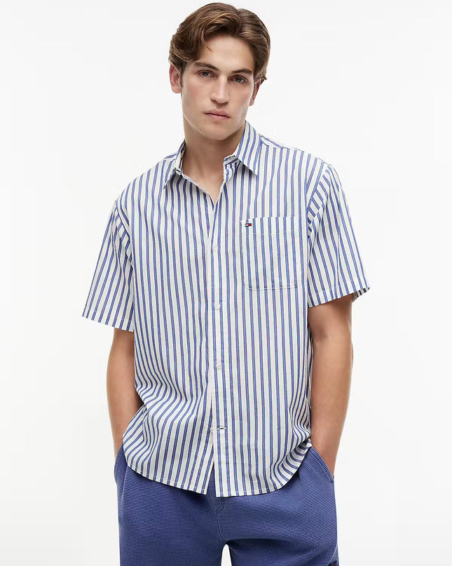 Tommy Jeans Relaxed Stripe Short Sleeve Shirt - Providence Blue Stripe