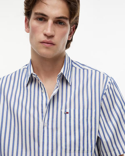 Tommy Jeans Relaxed Stripe Short Sleeve Shirt - Providence Blue Stripe