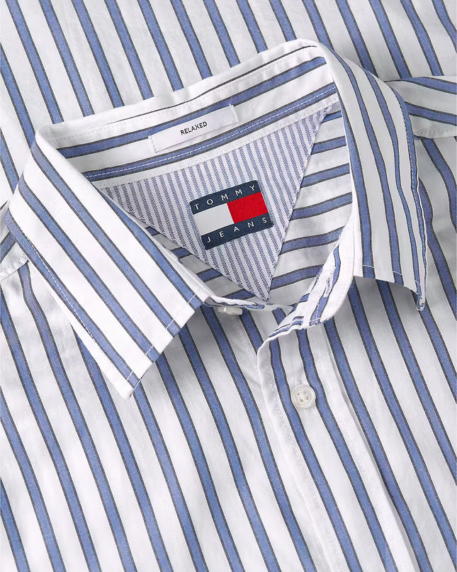 Tommy Jeans Relaxed Stripe Short Sleeve Shirt - Providence Blue Stripe