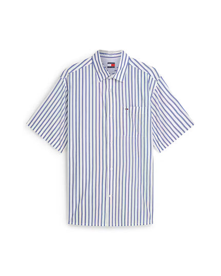 Tommy Jeans Relaxed Stripe Short Sleeve Shirt - Providence Blue Stripe