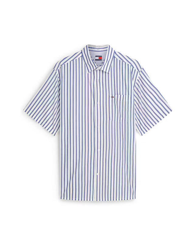 Tommy Jeans Relaxed Stripe Short Sleeve Shirt - Providence Blue Stripe