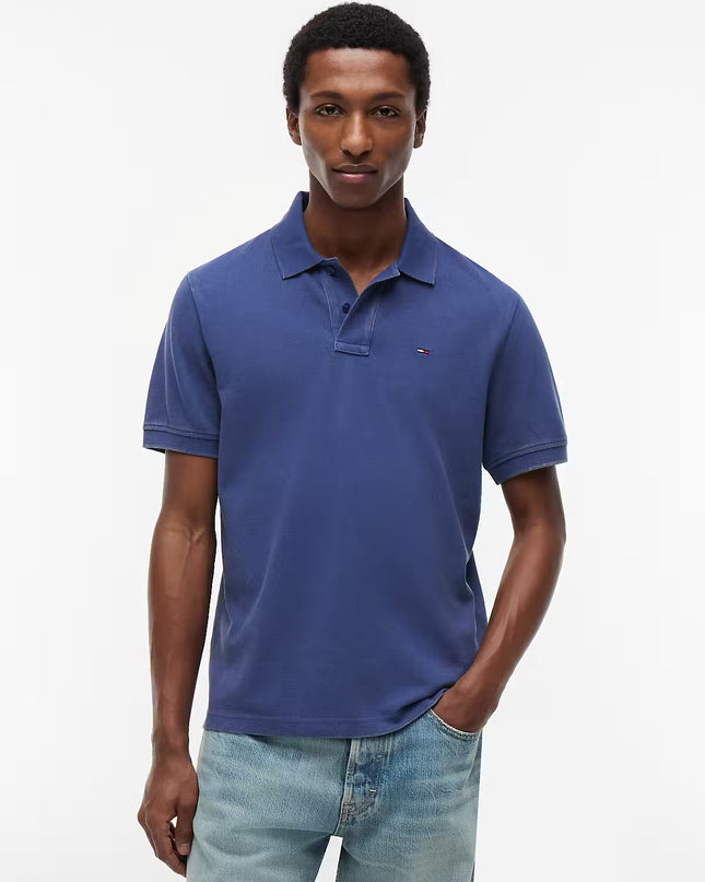 Tommy Jeans Classic Flag Washed Polo - Blue Storm