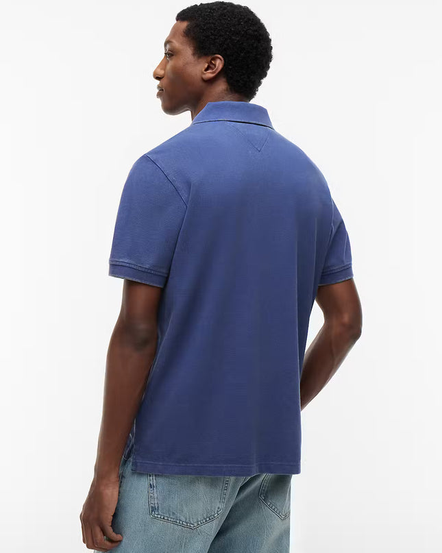 Tommy Jeans Classic Flag Washed Polo - Blue Storm
