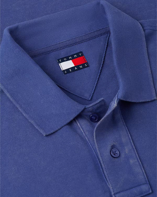 Tommy Jeans Classic Flag Washed Polo - Blue Storm