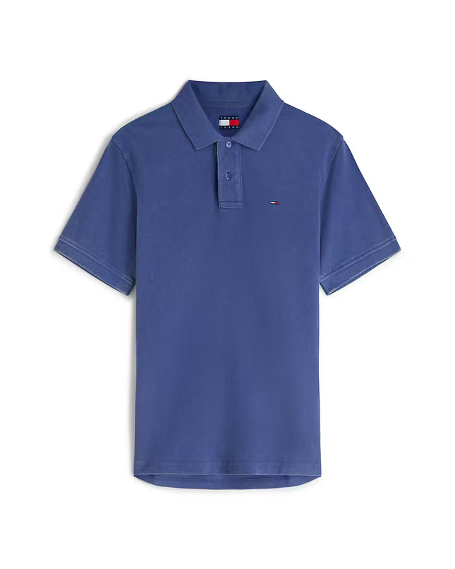 Tommy Jeans Classic Flag Washed Polo - Blue Storm
