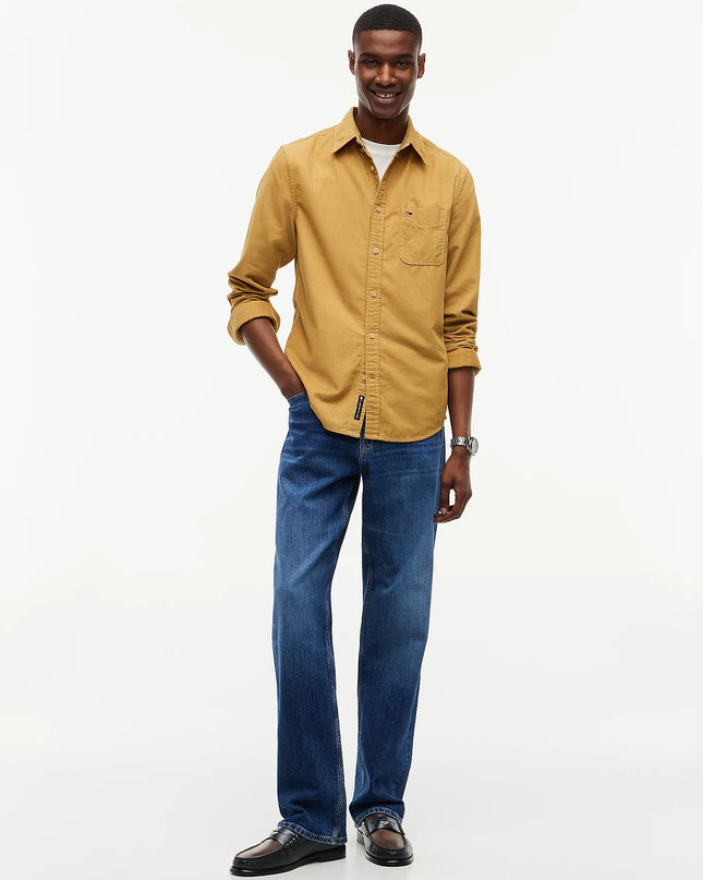 Regular Fit Button-Down Corduroy Shirt - Sandy Beige