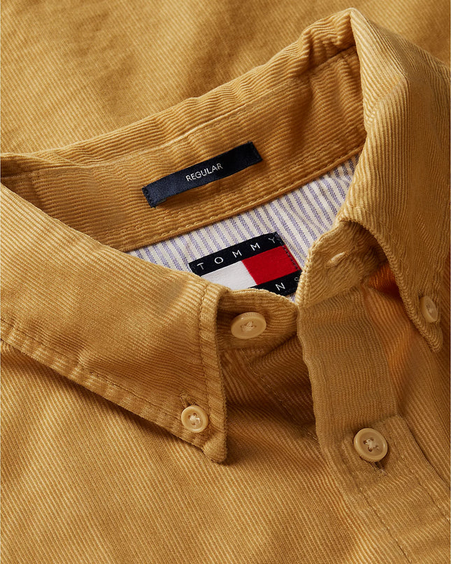 Regular Fit Button-Down Corduroy Shirt - Sandy Beige