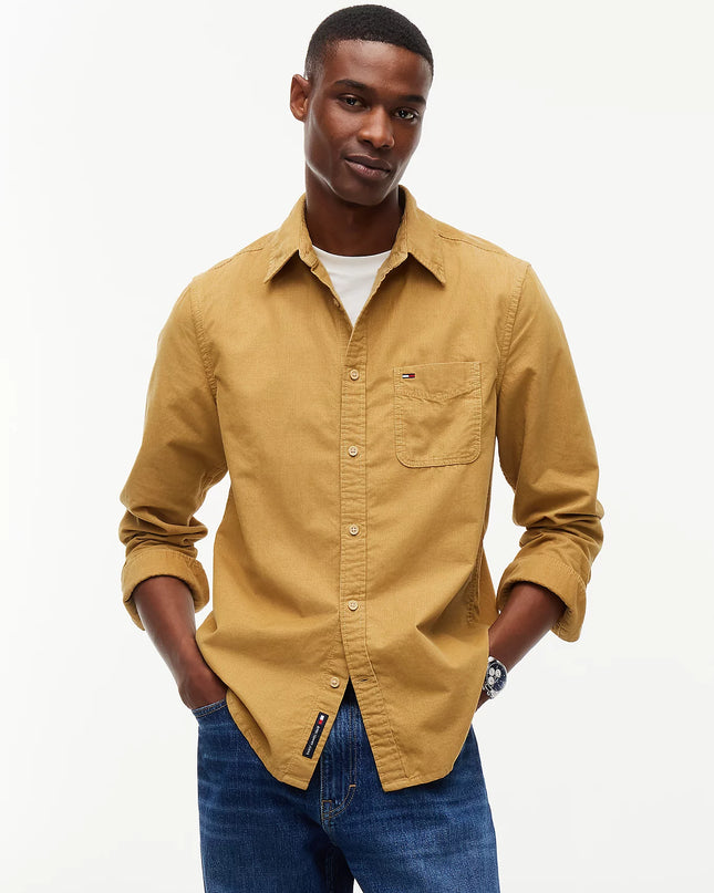 Regular Fit Button-Down Corduroy Shirt - Sandy Beige