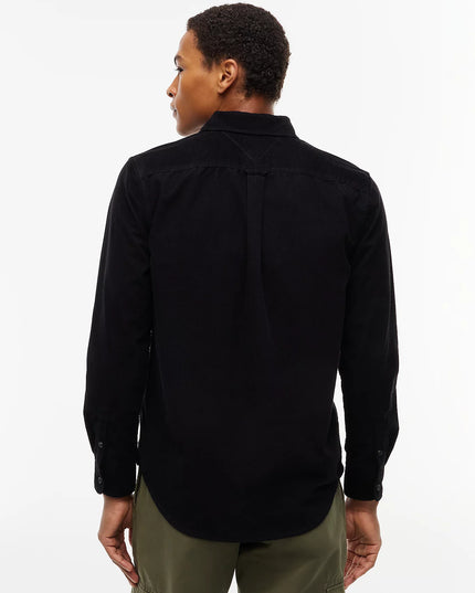 Regular Fit Button-Down Corduroy Shirt - Black