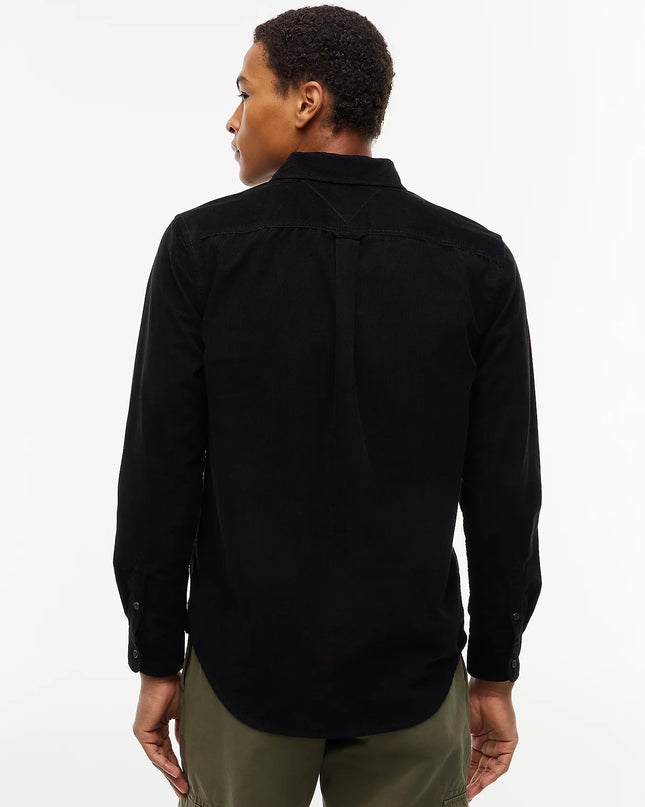 Regular Fit Button-Down Corduroy Shirt - Black