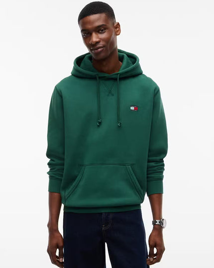 Badge Fleece Drawstring Hoody - Velvet Green