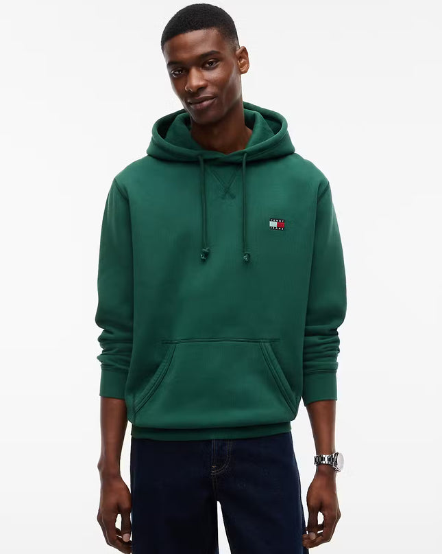 Badge Fleece Drawstring Hoody - Velvet Green