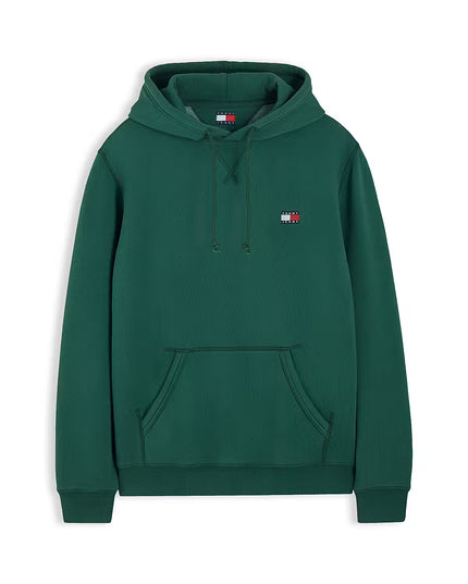 Badge Fleece Drawstring Hoody - Velvet Green