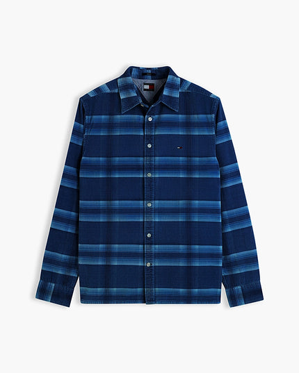 Regular Pattern Dobby Corduroy Shirt - Navy Checked