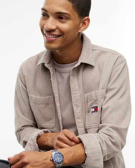 Relaxed Fit Patch Pocket Corduroy Shirt  - Limestone Dust