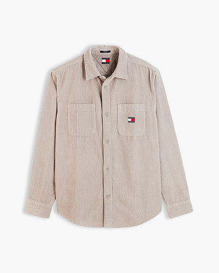 Relaxed Fit Patch Pocket Corduroy Shirt  - Limestone Dust