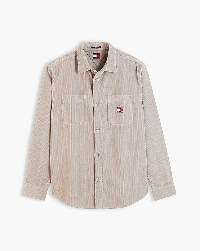Relaxed Fit Patch Pocket Corduroy Shirt  - Limestone Dust