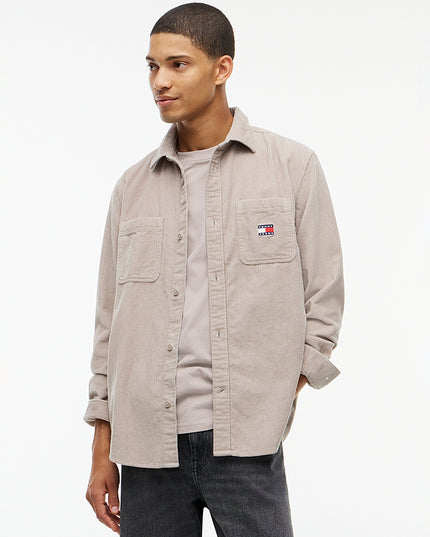 Relaxed Fit Patch Pocket Corduroy Shirt  - Limestone Dust