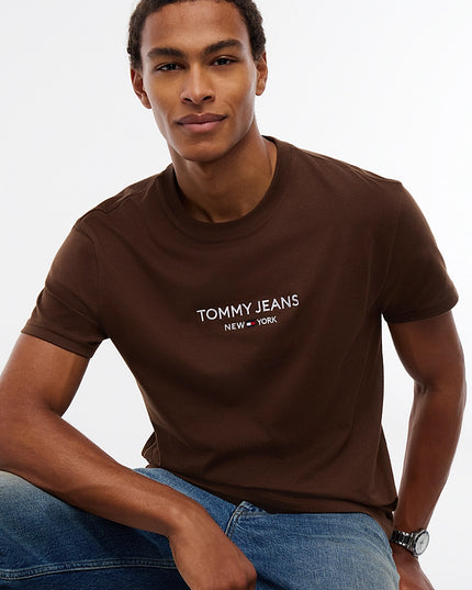 TJM Linear Logo Embroidery Jersey T-Shirt - Hemlock Brown
