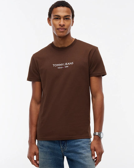 TJM Linear Logo Embroidery Jersey T-Shirt - Hemlock Brown