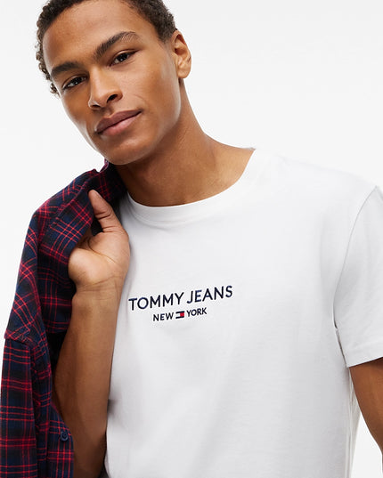 TJM Linear Logo Embroidery Jersey T-Shirt - Ecru
