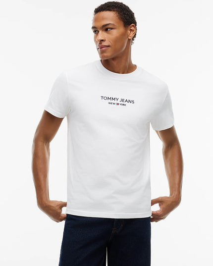 TJM Linear Logo Embroidery Jersey T-Shirt - Ecru