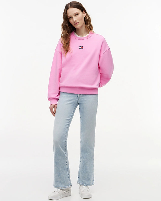 Tommy Badge Boxy Fleece Sweatshirt - Pink Daisy
