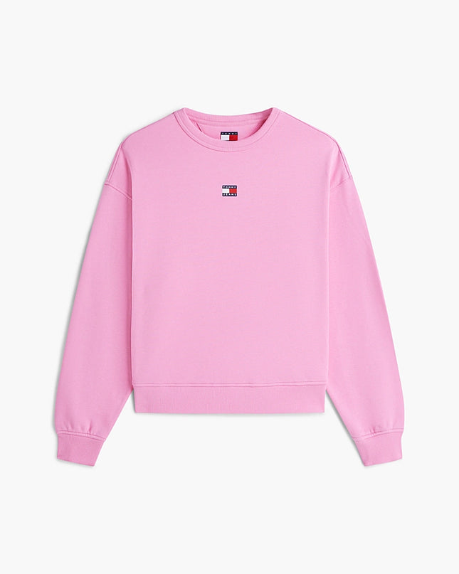 Tommy Badge Boxy Fleece Sweatshirt - Pink Daisy
