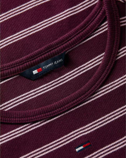 Slim Ribbed Crew Neck T-Shirt - Calypso Berry/Pink