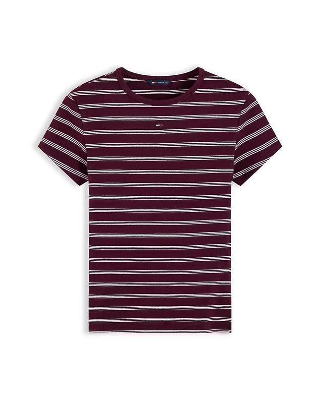 Slim Ribbed Crew Neck T-Shirt - Calypso Berry/Pink