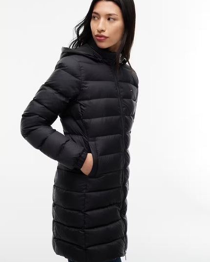 Slim Down Hooded Coat - Black