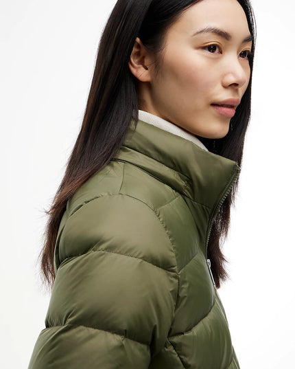 Slim Shiny Down Hooded Coat - Dark Greenery