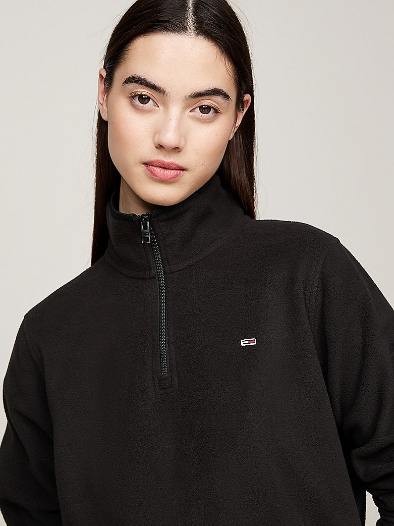 Tommy Jeans - Quarter Zip Polar Fleece Sweatshirt - Black