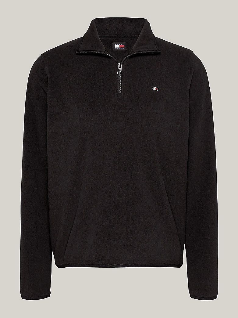 Tommy Jeans - Quarter Zip Polar Fleece Sweatshirt - Black