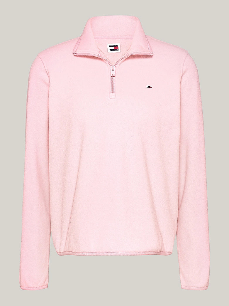 Tommy Jeans - Quarter Zip Polar Fleece Sweatshirt - Ballet Pink