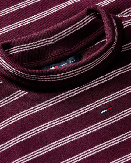 Mock Neck Long Sleeve Top- Calypso Berry/Pink Stripe