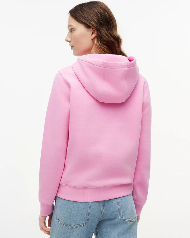 Flag Embroidery Fleece Drawstring Hoody - Pink Daisy