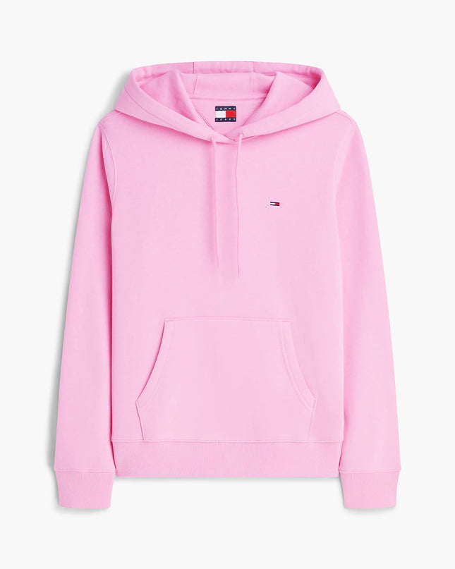 Flag Embroidery Fleece Drawstring Hoody - Pink Daisy