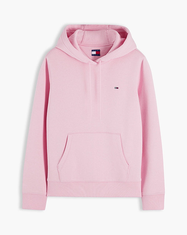 Flag Embroidery Fleece Drawstring Hoody - Pink Sugar