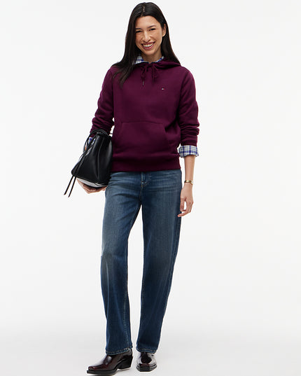Flag Embroidery Fleece Drawstring Hoody - Calypso Berry