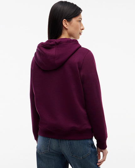 Flag Embroidery Fleece Drawstring Hoody - Calypso Berry