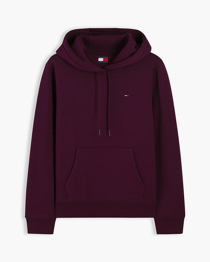 Flag Embroidery Fleece Drawstring Hoody - Calypso Berry