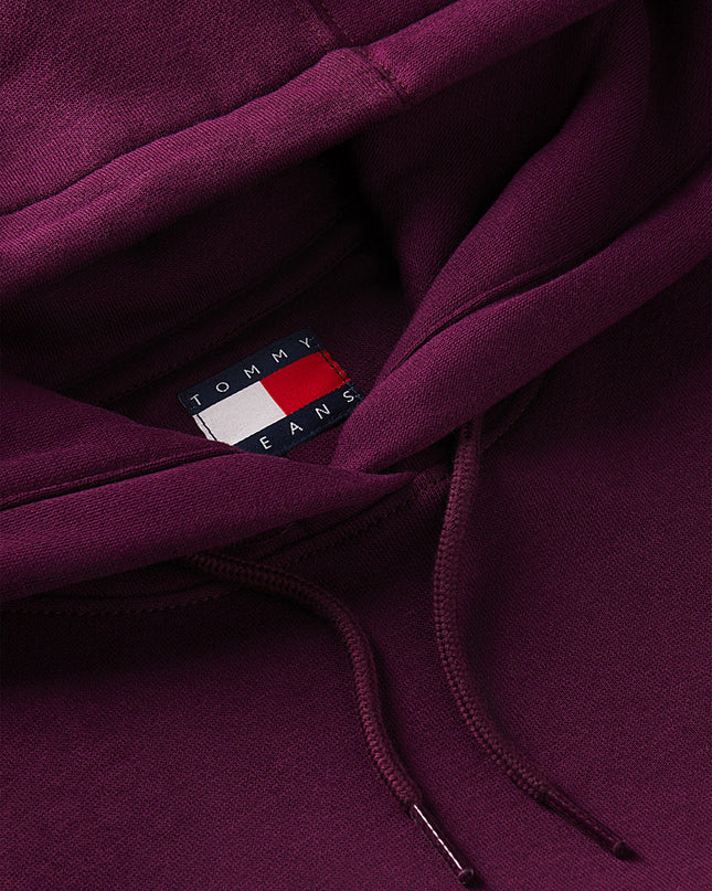 Flag Embroidery Fleece Drawstring Hoody - Calypso Berry