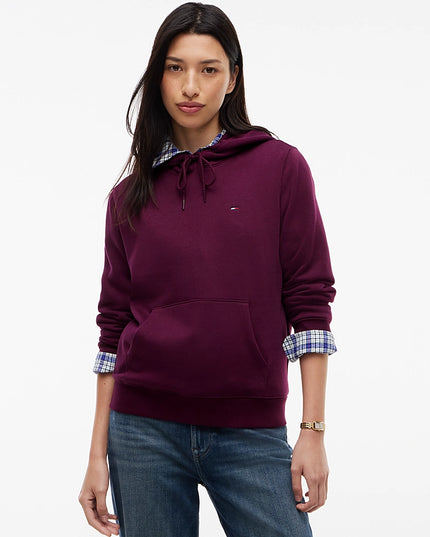 Flag Embroidery Fleece Drawstring Hoody - Calypso Berry