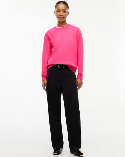 Brushed Fleece Crew Neck Sweatshirt - Bright Cerise Pink