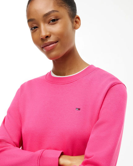Brushed Fleece Crew Neck Sweatshirt - Bright Cerise Pink