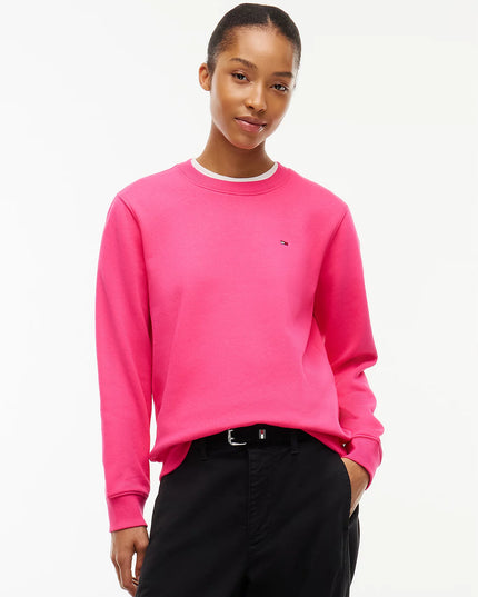 Brushed Fleece Crew Neck Sweatshirt - Bright Cerise Pink